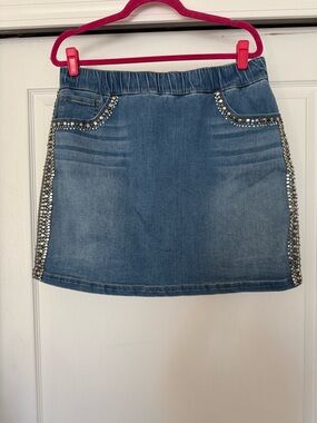 Boston Proper Embellished Denim Jean Skort - Blue